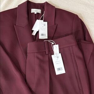 Vince Wine Red Blazer and Trousers Set